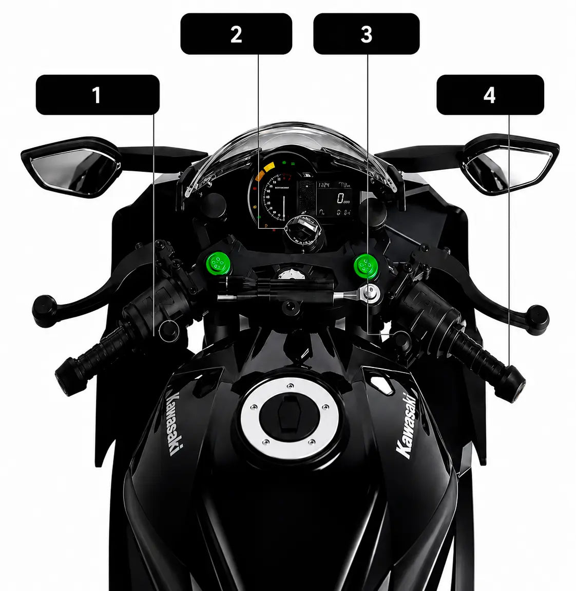 Motocicletta H2R con fumo, suoni e luci a LED reali